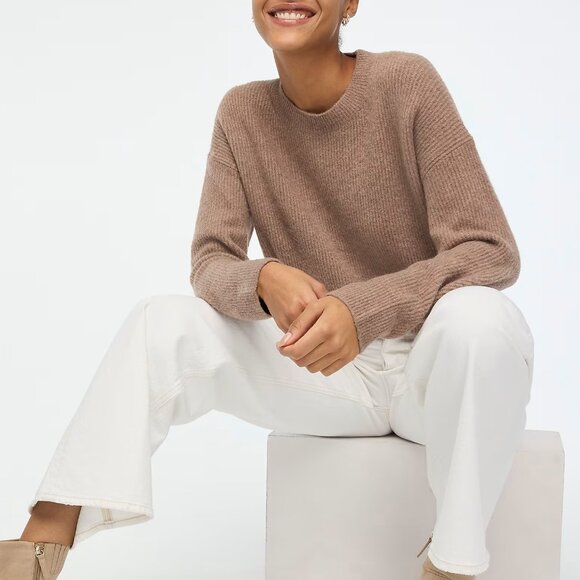 J. Crew Factory Sweaters - NWT J. Crew Ribbed Boyfriend Crewneck Sweater (Brown) S